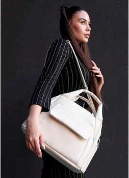 Женская спортивная сумка с карманами SAMBAG Молочная (10560371625)