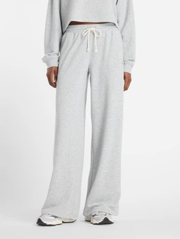 Спортивные штаны на флисе женские New Balance Coastal Fleece WP51503AGT XL Светло-серые (197968482068)