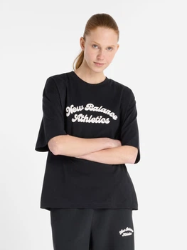 Футболка бавовняна оверсайз жіноча New Balance Linear Heritage WT53525BK XS Чорна (198686022178)
