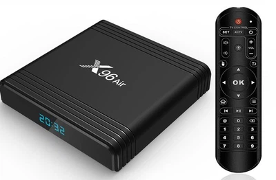 Смарт ТВ-приставка Android Smart TV тюнер для телевізора цифровий медіаплеєр Amlogic X96 Air TV BOX |S905X3, 4GB RAM, 32GB ROM, Android 9.0, пульт ДУ, LED дисплей, Bluetooth, WiFi| Чорний