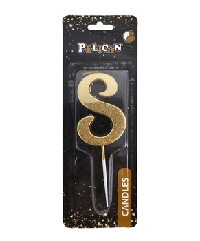 Свечка для торта Цифра 8 золотистая с блесками 5 см Pelican (863308)