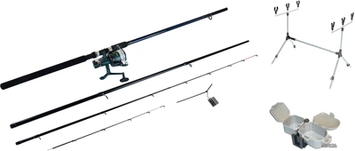 Набір Вудлище фідерне комплект Salmo 3.3 м 90 г (S3134-330SET) + Підставка Salmo ROD-POD (707-404) + Коробка для наживки Salmo (1500-70)