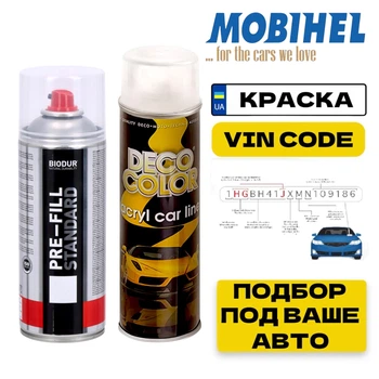 Набор баллон спрей с автокраской по VIN-код MOBIHEL Словения 400 ml + Лак 500 мл