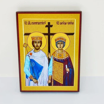 Икона святых Константина и Елене, 16x12 см