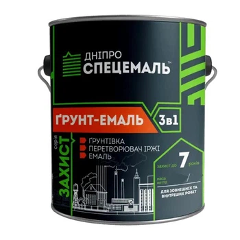 Эмаль ДНІПРОСПЕЦЕМАЛЬ Грунт-эмаль 3в1 25 кг черная