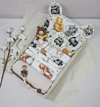 Набор для новорожденного: 5 пеленок, плед и подушка a.l.babybox Мамины объятия