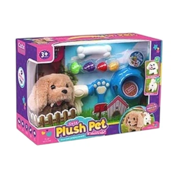 Улюбленець "Песик" Plush Pet 065-1 B на батарейках, ходить, рухає головою та хвостом, відтворює характерні звуки, миска для їжі, фен, аксесуари
