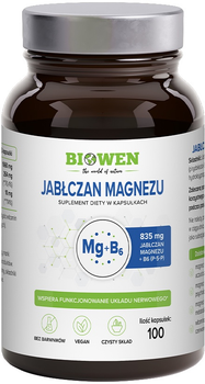 Suplement diety Biowen Jabłczan magnezu 835 mg z witaminą B6 100 kapsułek (5904806120762)