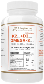 Харчова добавка Alto Pharma K2 + D3 + Omega-3 90 капсул (5903715549916)
