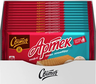 Упаковка вафель Світоч Артек вкус пломбира 188 г х 12 шт (8445291098923)