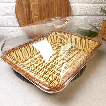 Корзина для продуктов с крышкой 40×29,5×20 см светло-коричневая (7312)