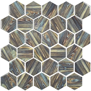 Мозаика керамическая Котто керамика HEXAGON HP 6029 295х295 мм зеленая с принтом для пола стен