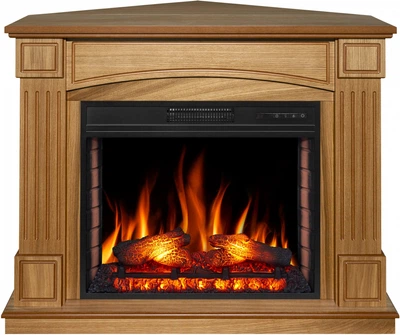 Каминокомплект универсальный 2 в 1 ArtiFlame Boston с 3D эффектом пламени, обогревом и звуком горения огня Светлый дуб