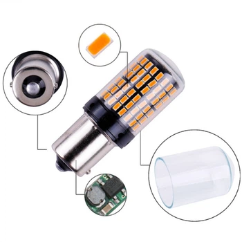 Лампа світлодіодна LED 1156-3014-144SMD 1156 BA15S P21W 12V колір світіння жовтий