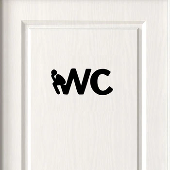 Наклейка на двері туалету WC "Мислитель" 19х8 см Чорна (019)