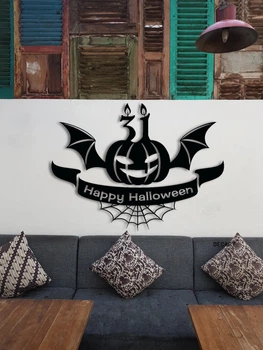 Картина на стіні в лофт стилі. Дерев'яне панно на подарунок Decart Happy Halloween 120х88 см
