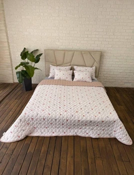 Покрывало стеганое двустороннее Евро 220×240 см с подушками 40×60 см Молочный (Д-mur-cap25-004)