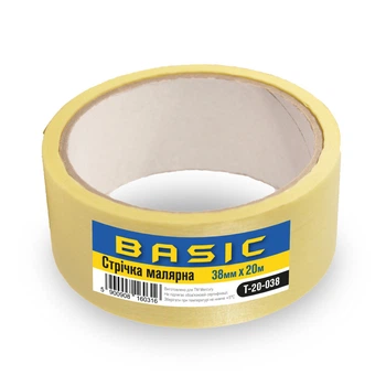 Малярная лента желтая 38 мм 20 м BASIC