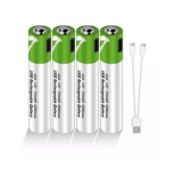 Акумуляторні батарейки Smartoools AAA 1.5V 500 mAh з USB-C зарядкою, 4 шт (Зелений)
