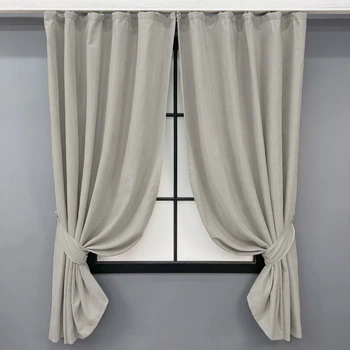 Комплект коротких штор VR-Textil Мікровелюр Petek YL № 1803ш Світло-сірий 130х170 см 2 шт (35-0385)