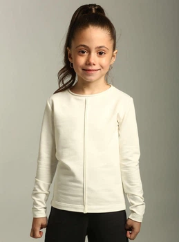 Лонгслів для дівчат BIGU з оздобленням Молочний 122 см