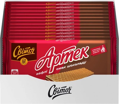 Упаковка вафель Світоч Артек со вкусом шоколада 188 г х 12 шт (8445291973138)