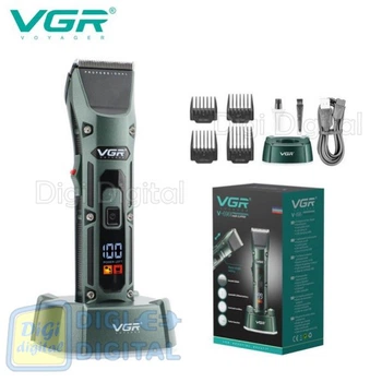 Машинка для стрижки VGR V-696, аккумуляторная с LED-дисплеем, 4 насадки, турборежим
