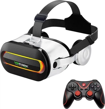 VR Окуляри віртуальної реальності для смартфонів VR Park White з джостиком Terios T3 Black