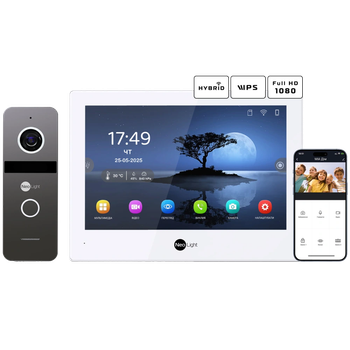 Комплект видеодомофона Neolight ALPHA Hybrid + SOLO FHD, 8" IPS, Wi-Fi, 1080p, IP66, White/Graphite