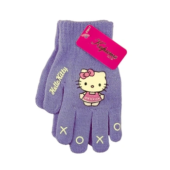 Рукавички дитячі з начосом Hello Kitty 5-7 роки осінь бузковий