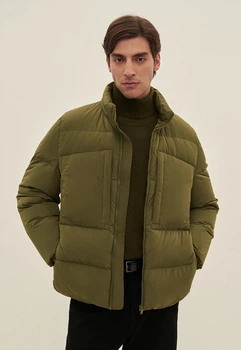 Короткий чоловічий стьобаний пуховик Finn Flare FAD21013-904 хакі XL
