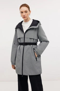 Демисезонная женская парка с поясом Baon B0324501-202 серая 2XL