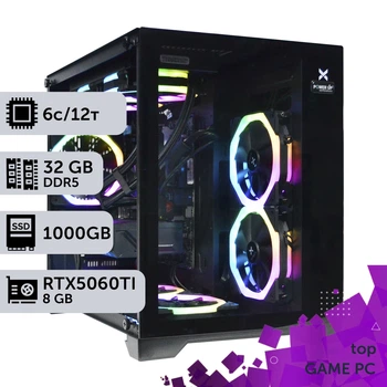 Игровой компьютер GamePC TOP #486 Ryzen 5 7500F / 32 GB / SSD 1TB / GeForce RTX 5060Ti 8GB геймерский системный блок для киберспорта и стриминга