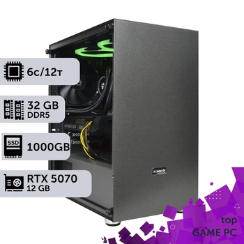 Игровой компьютер GamePC TOP #475 Ryzen 5 7500F / 32 GB / SSD 1TB / GeForce RTX 5070 12GB геймерский системный блок для киберспорта и стриминга