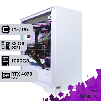 Ігровий комп'ютер GamePC TOP #458 Core i5 14400F / 32 GB / SSD 1TB / GeForce RTX 4070 12GB геймерський системний блок для кіберспорту та стрімінгу
