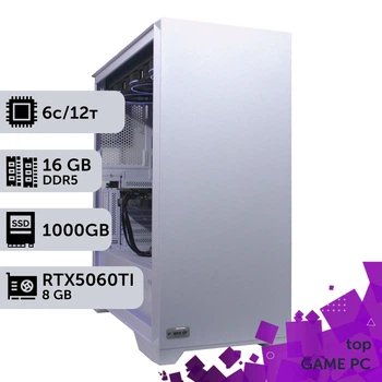 Игровой компьютер GamePC TOP #484 Ryzen 5 8400F / 16 GB / SSD 1TB / GeForce RTX 5060Ti 8GB геймерский системный блок для киберспорта и стриминга