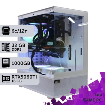 Игровой компьютер GamePC TOP #485 Ryzen 5 7500F / 32 GB / SSD 1TB / GeForce RTX 5060Ti 16GB геймерский системный блок для киберспорта и стриминга
