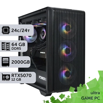 Игровой компьютер GamePC Ultra #481 Core Ultra 9 285K / 64 GB / SSD 2TB / GeForce RTX 5070 12GB геймерский системный блок для киберспорта и стриминга