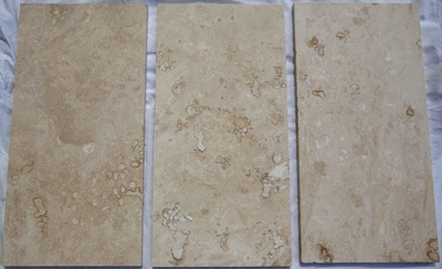 Плитка из травертина Light Filled and Honed 1,2х20,3х40,6 см, бежевая матовая заполненная шлифованная Standart 2-nd ch.
