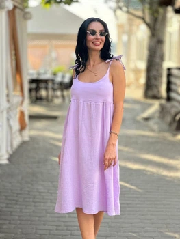 Летнее платье сарафан из муслина Fashion 50/52 лиловый