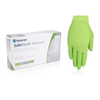 Рукавички нітрилові текстуровані Medicom SafeTouch Advanced Green (зелені) L -size, 100шт/уп, 1104TG-D