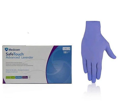Рукавички нітрилові текстуровані фіолетові L-size Medicom SafeTouch Advanced Lavender, 100шт/уп, 1182TG-D