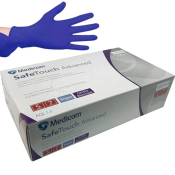 Рукавички нітрилові текстуровані фіолетові S-size Medicom SafeTouch Advanced Cool Blue, 100шт/уп, 1105TG-В