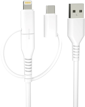 Kabel Forever Recycling USB Type-C + microUSB + Lightning – USB Type-A 1.5 m White (5909000571815)