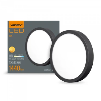 LED Светильник круглый накладной VIDEX 18W 5000K Black VL-DLRS-185B