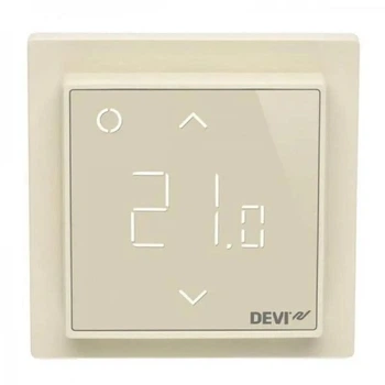 Программируемый терморегулятор DEVI DEVIreg Smart для электрического теплого пола IP21 с ЖК-экраном Слоновая кость