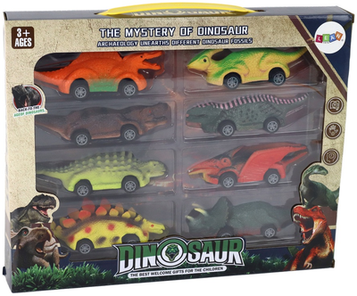 Zestaw resoraków LEAN Toys Dinozaury samochodziki 8 szt 16546 (5905884450550)