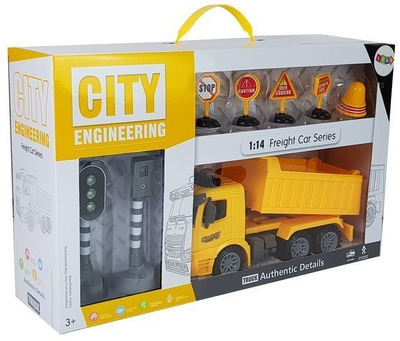 Набір іграшок LEAN Toys Самоскид 1:14 + Дорожні знаки + Фоторадар + Аксесуари 7583 (5905884455685)