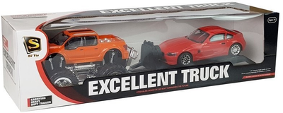 Zestaw zabawek LEAN Toys Monster truck Pomarańczowy + BMW laweta Czerwony 5099 (5907625589482)