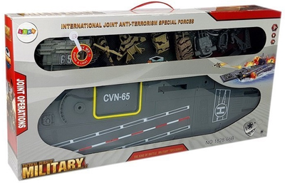 Набір LEAN Toys Військовий авіаносець з човном і транспортними засобами зі світлом і звуком 86 см 6948 (5905323219427)